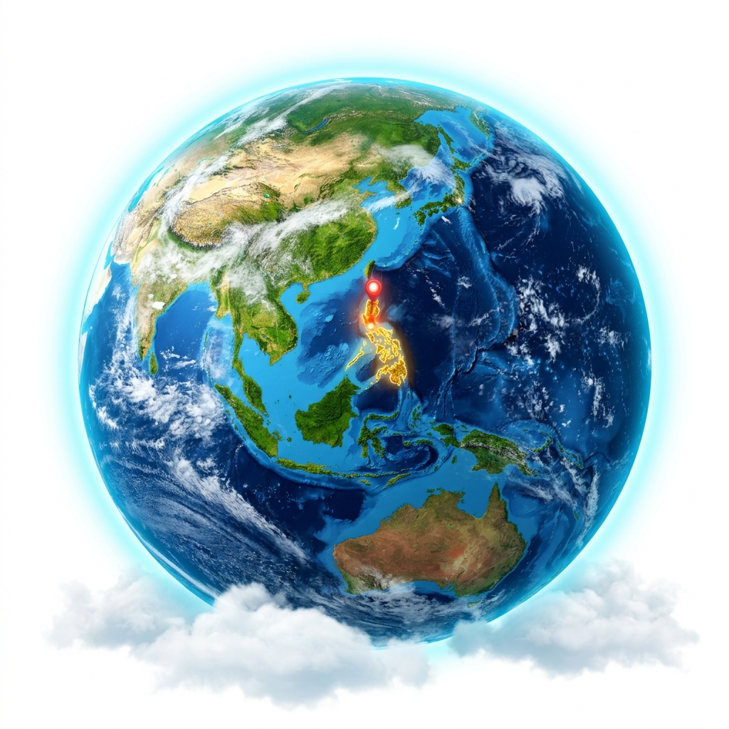 3D Earth globe centered on Philippines