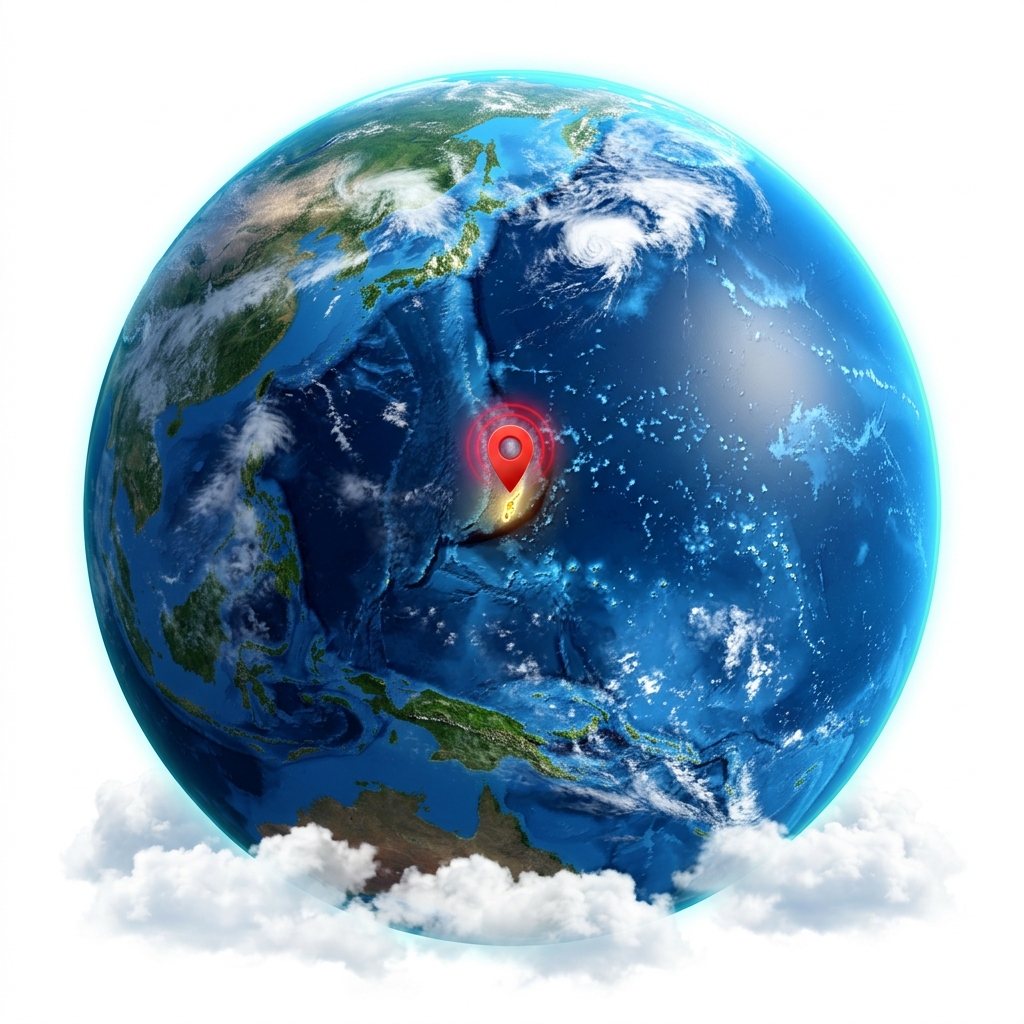 3D Earth globe centered on Saipan